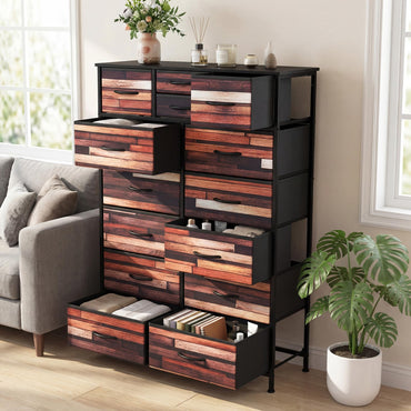 11/14-Drawer Dresser Tall Storage Chest with Metal Frame