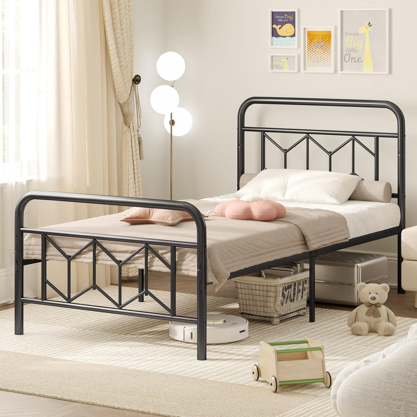 Giantex 3FT/4FT6/5FT Metal Platform Bed Base with High Headboard