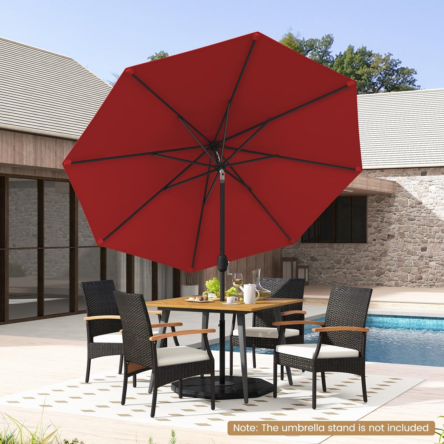 2.7m Waterproof Patio Umbrella with Tilt & Crank Handle