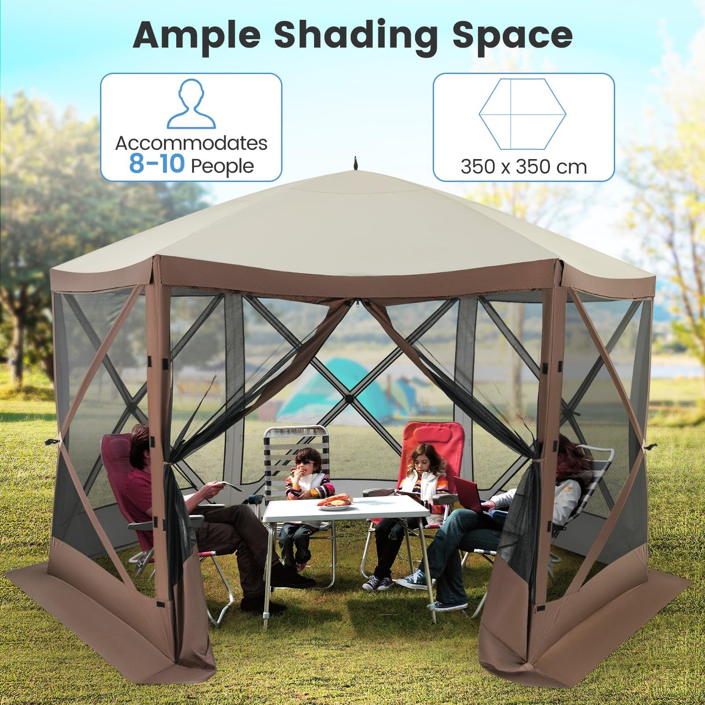 3.5 x 2.3m Pop up Camping Gazebo with Carrying Bag