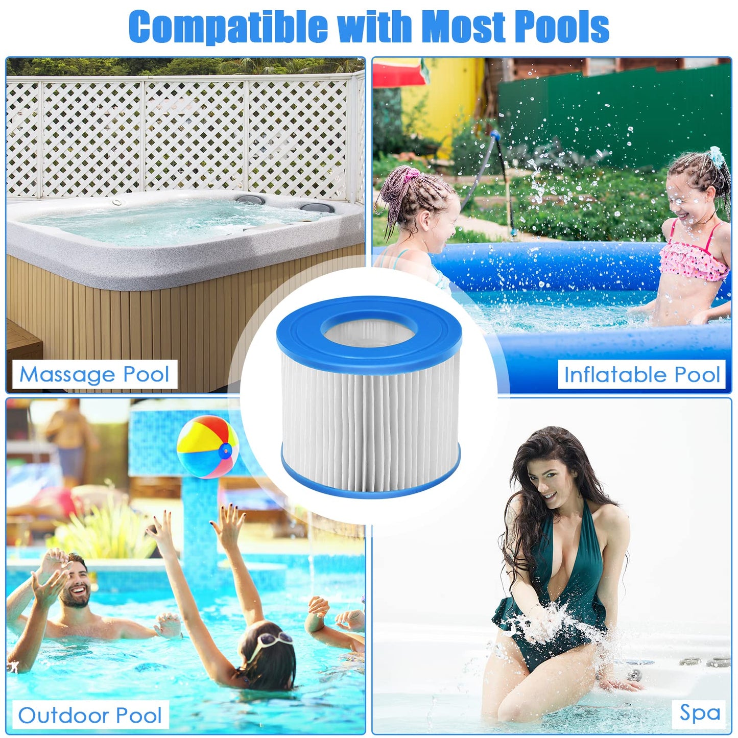 6pcs Replacement Swimming Pool Pump Spa Filters