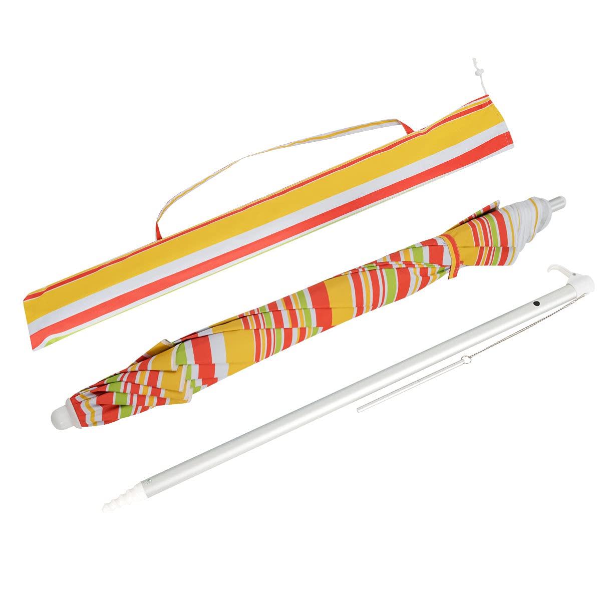 GiantexUK Portable Beach Umbrella, 2M Garden Parasol with UPF 50+ Sun Protection, Tilt Crank and Carry Bag