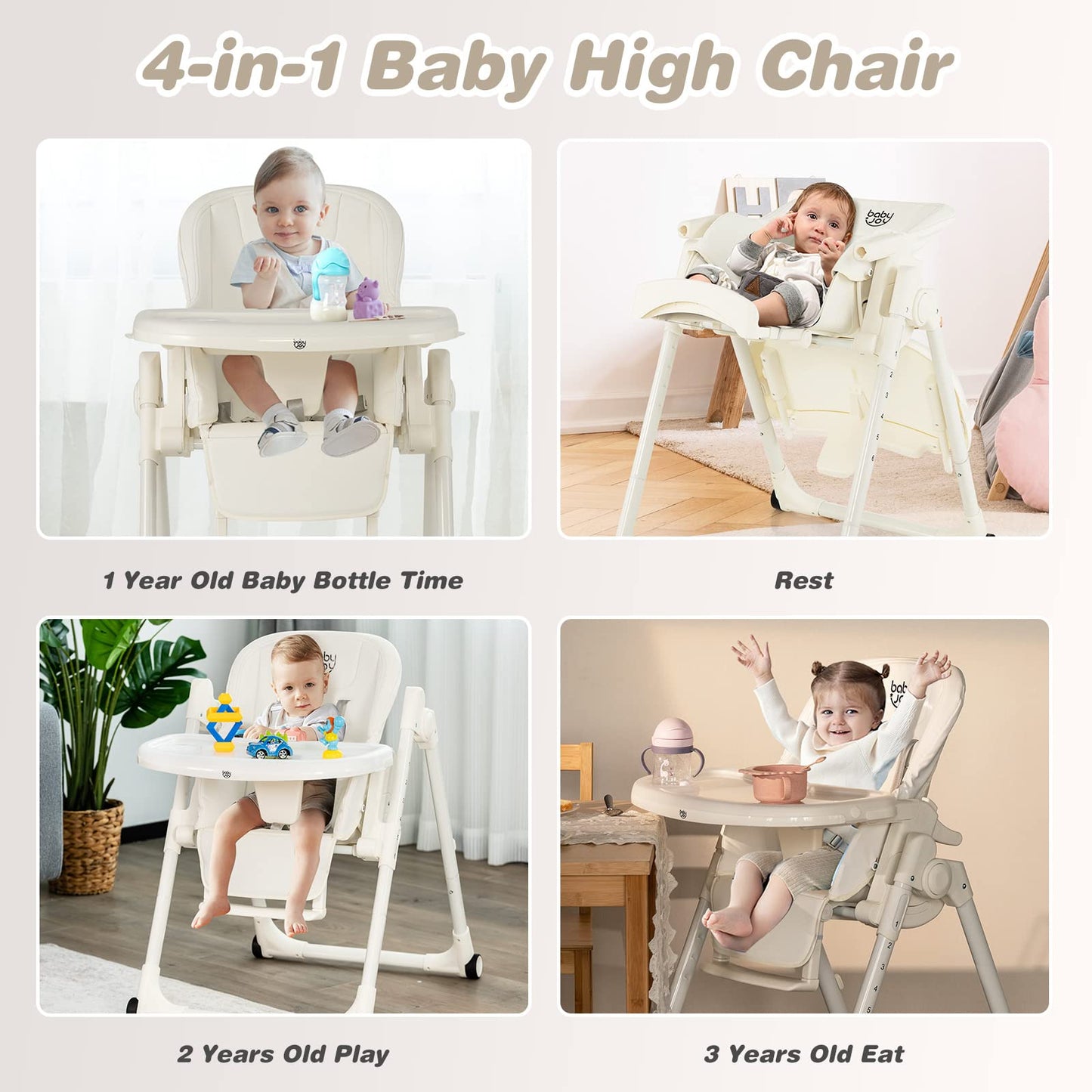 Giantex High Chairs for Babies and Toddlers Foldable Baby Highchair with Adjustable Backrest