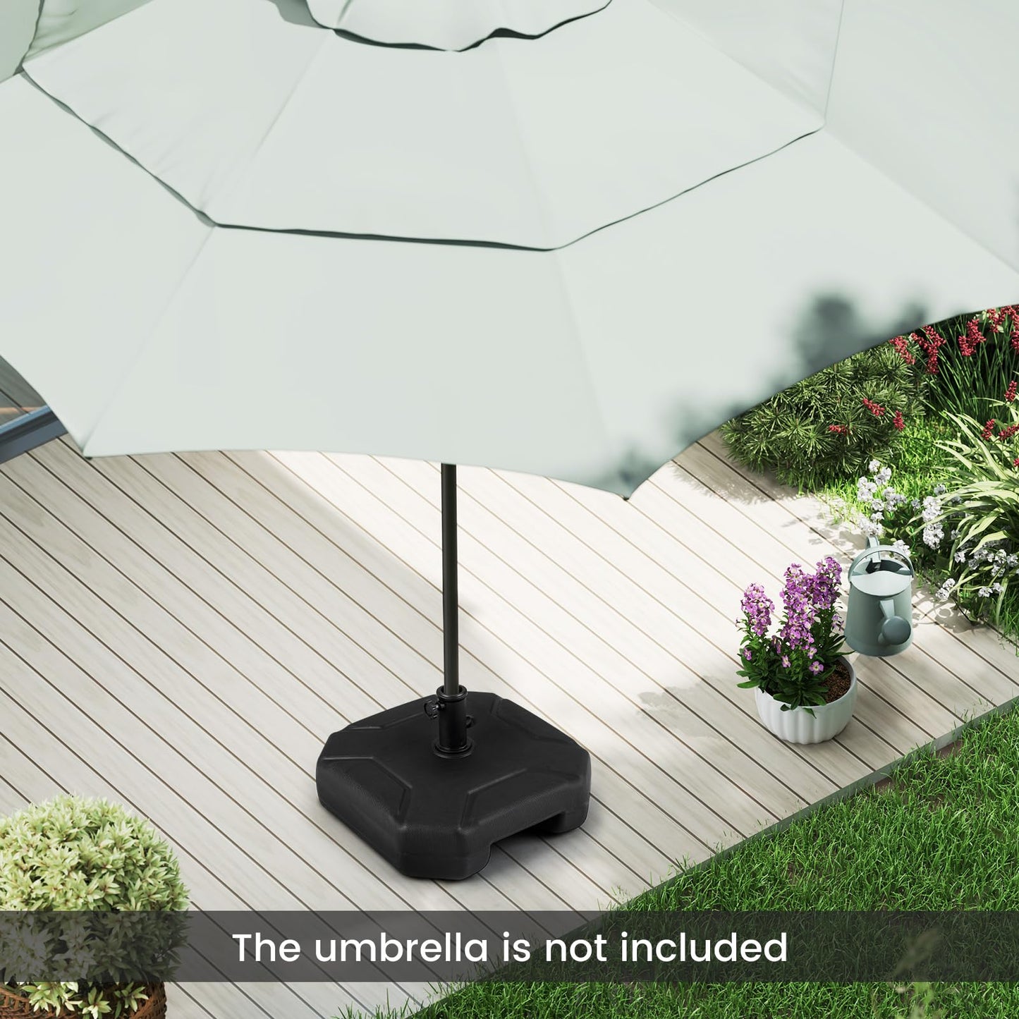 40kg Water+Sand Filled Patio Parasol Umbrella Stand Fit 38/48 mm Umbrella Poles