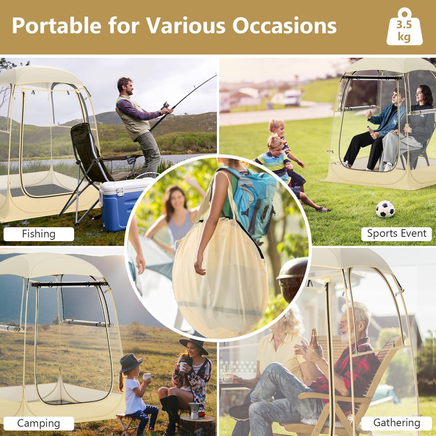 Foldable Instant Camping Tent Canopy Shelter for Sporting Events