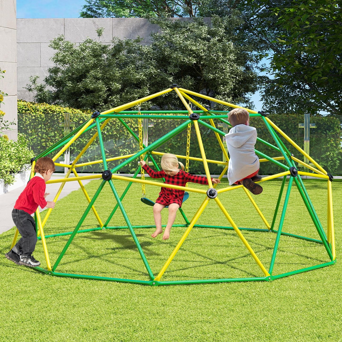 10FT Toddler Climbing Frame Monkey Bar Jungle Gym with Swing