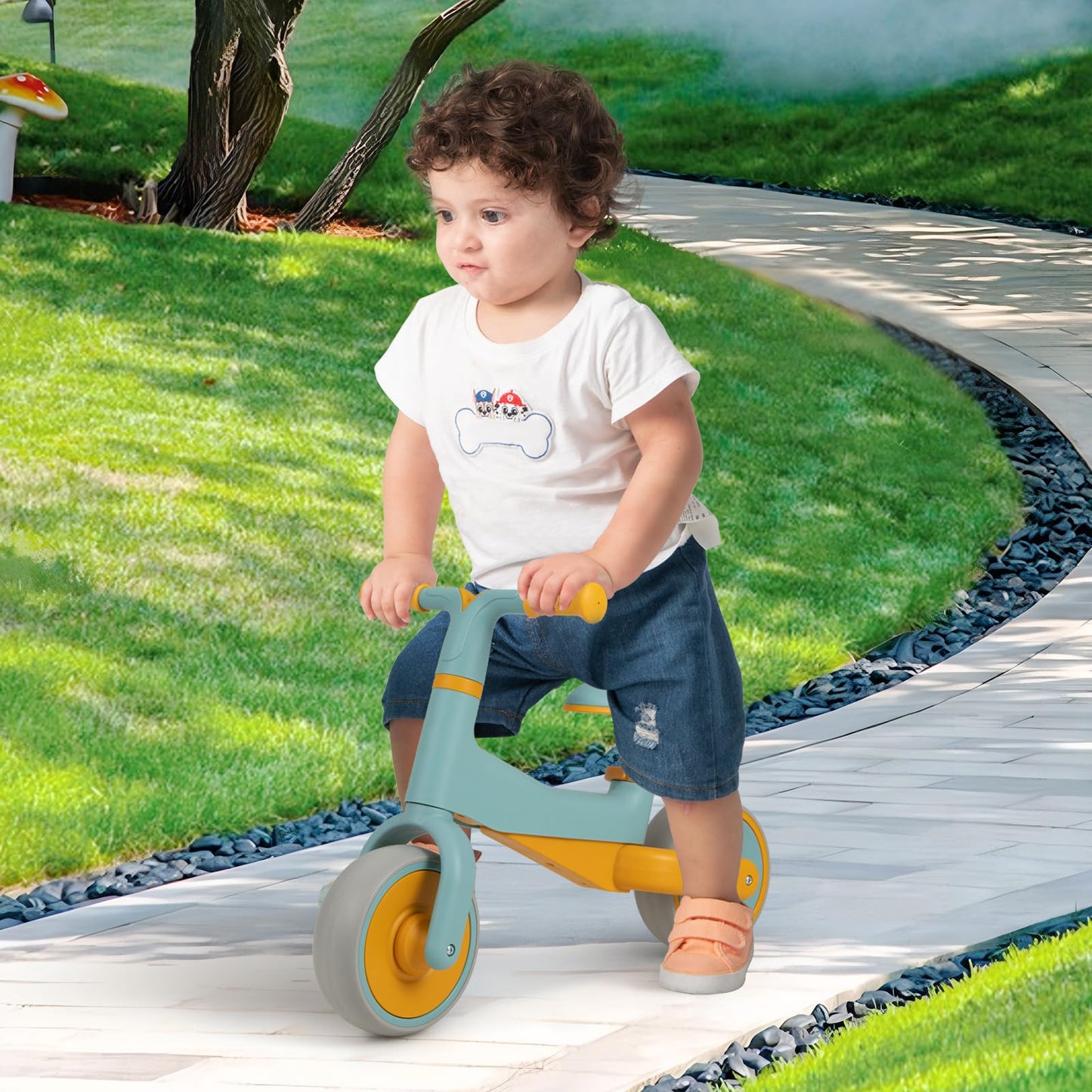 No Pedal Baby Walker Push Ride On Toy with 2 Widened EVA Wheels