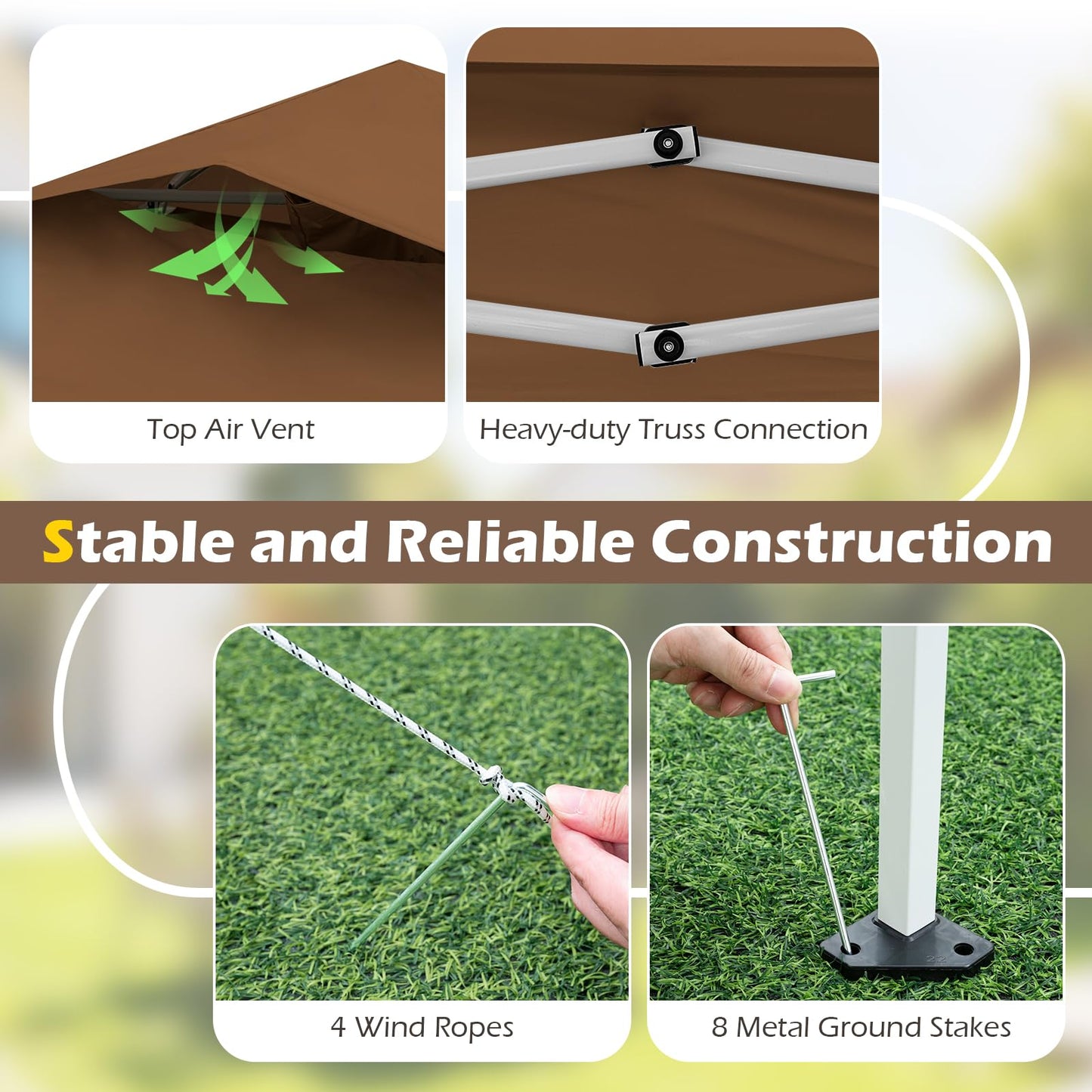 Pop up Gazebo, UPF50+ Sun-Protective Height Adjustable Pavilion Canopy Tent