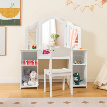 Children Dressing Table with Stool for Playroom Bedroom