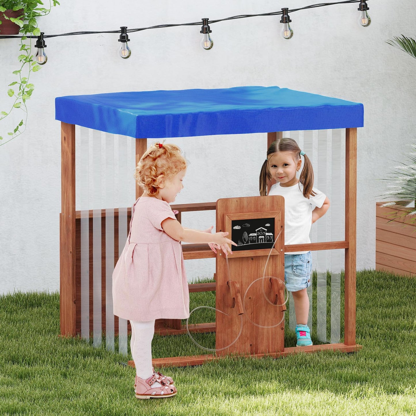 Outdoor Gas Station Playset with Canopy