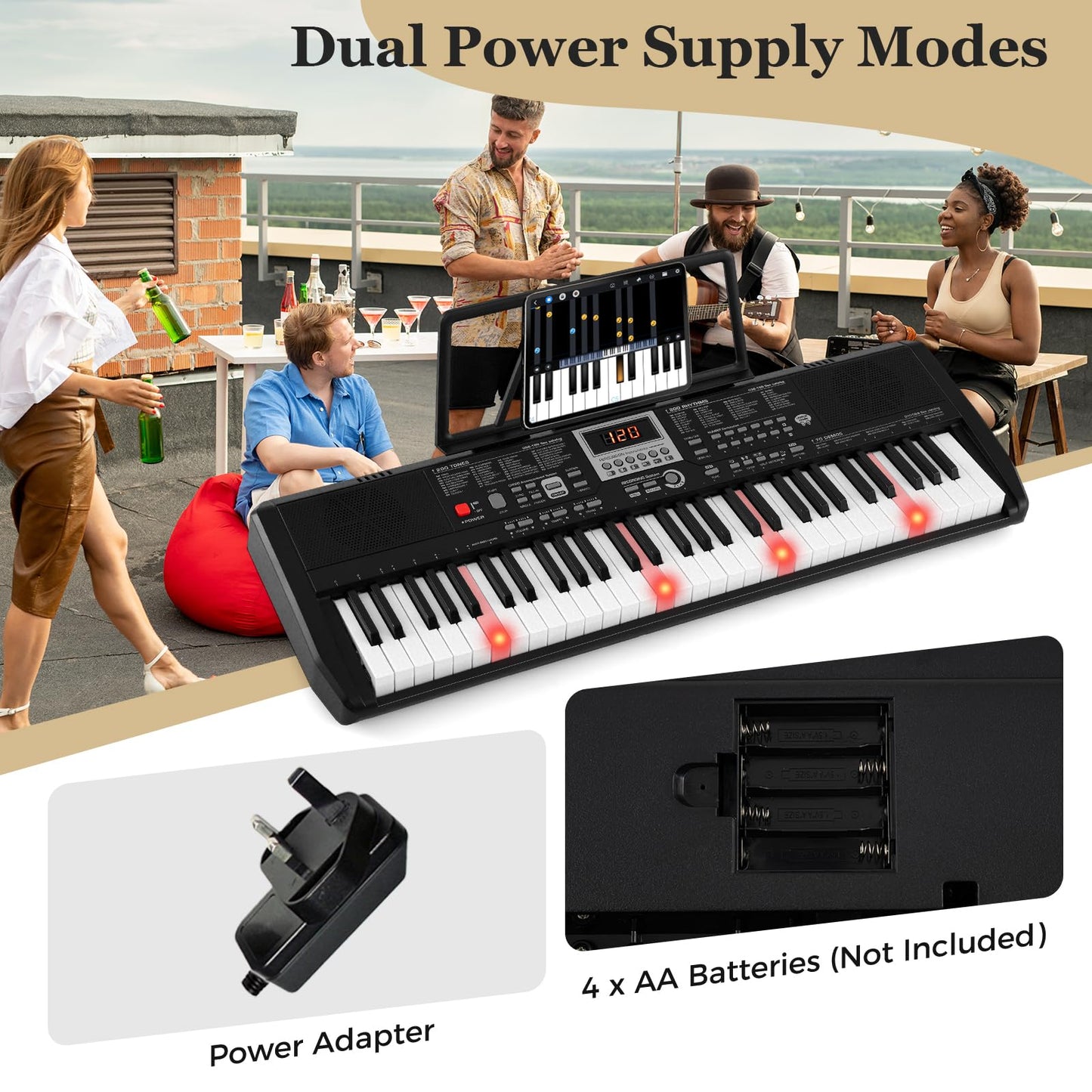 61 Key Keyboard Piano, Portable Digital Piano with 200 Rhythms