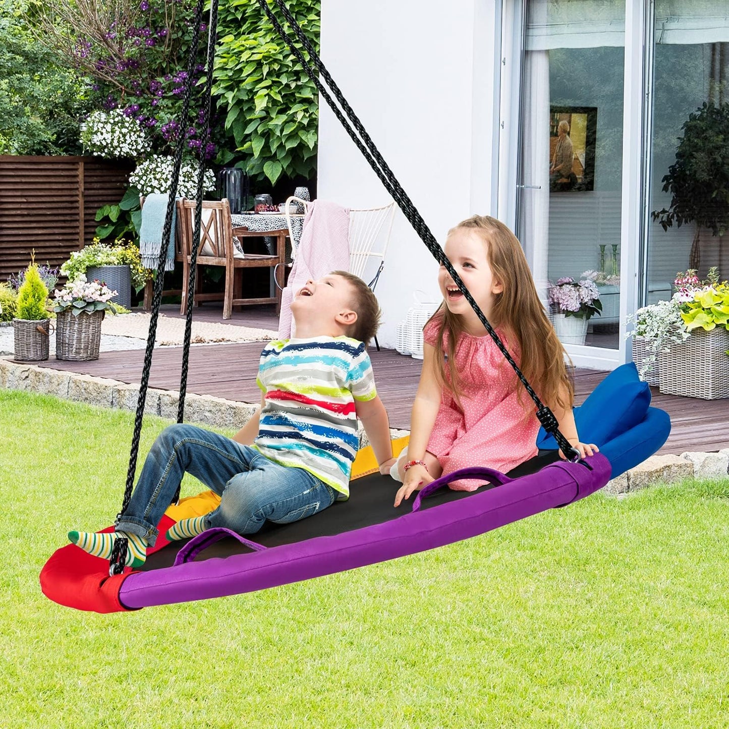 40" Saucer Tree Swing, Flying Nest Swing with Handle & Pillow