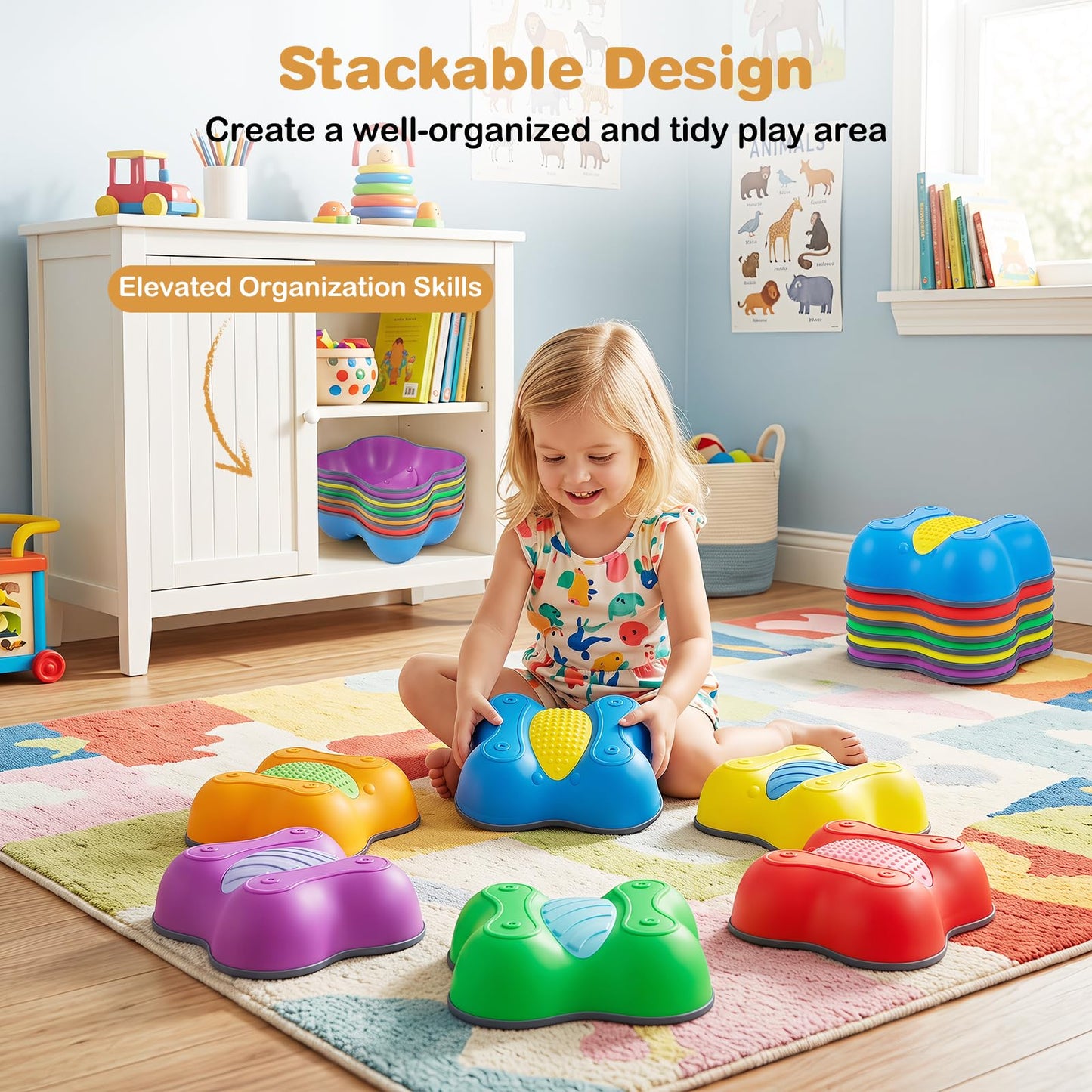 Kids Stepping Stones, Stackable Balance Blocks