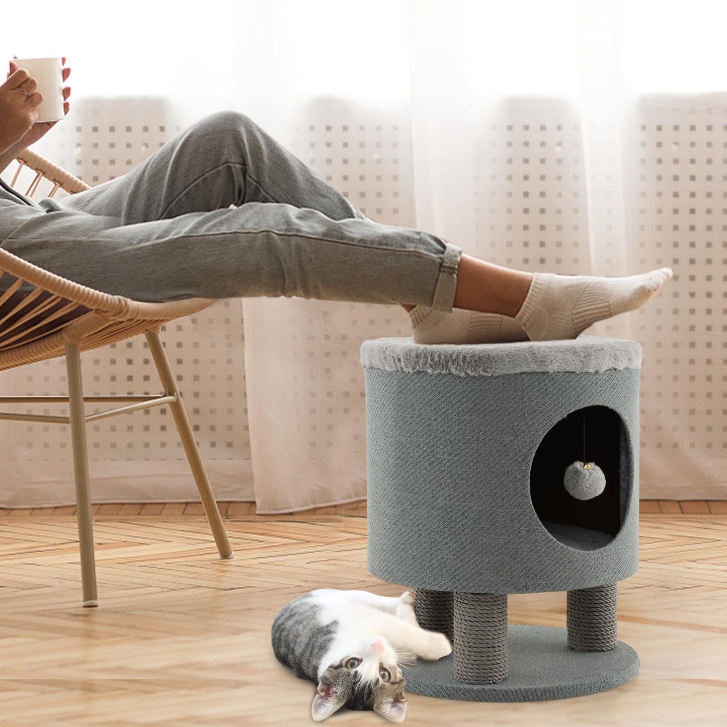 3 in 1 Cats Cave Sleeping House with Scratching Posts