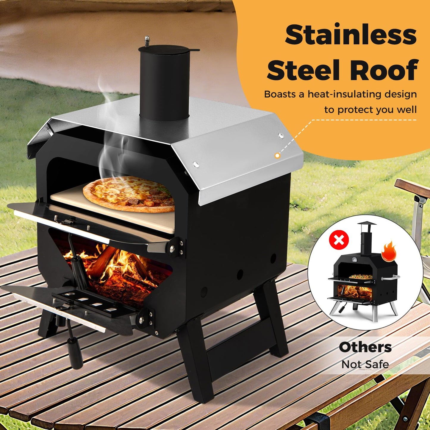 45 cm Outdoor Pizza Oven with Pizza Stone and Oxford Cloth Cover