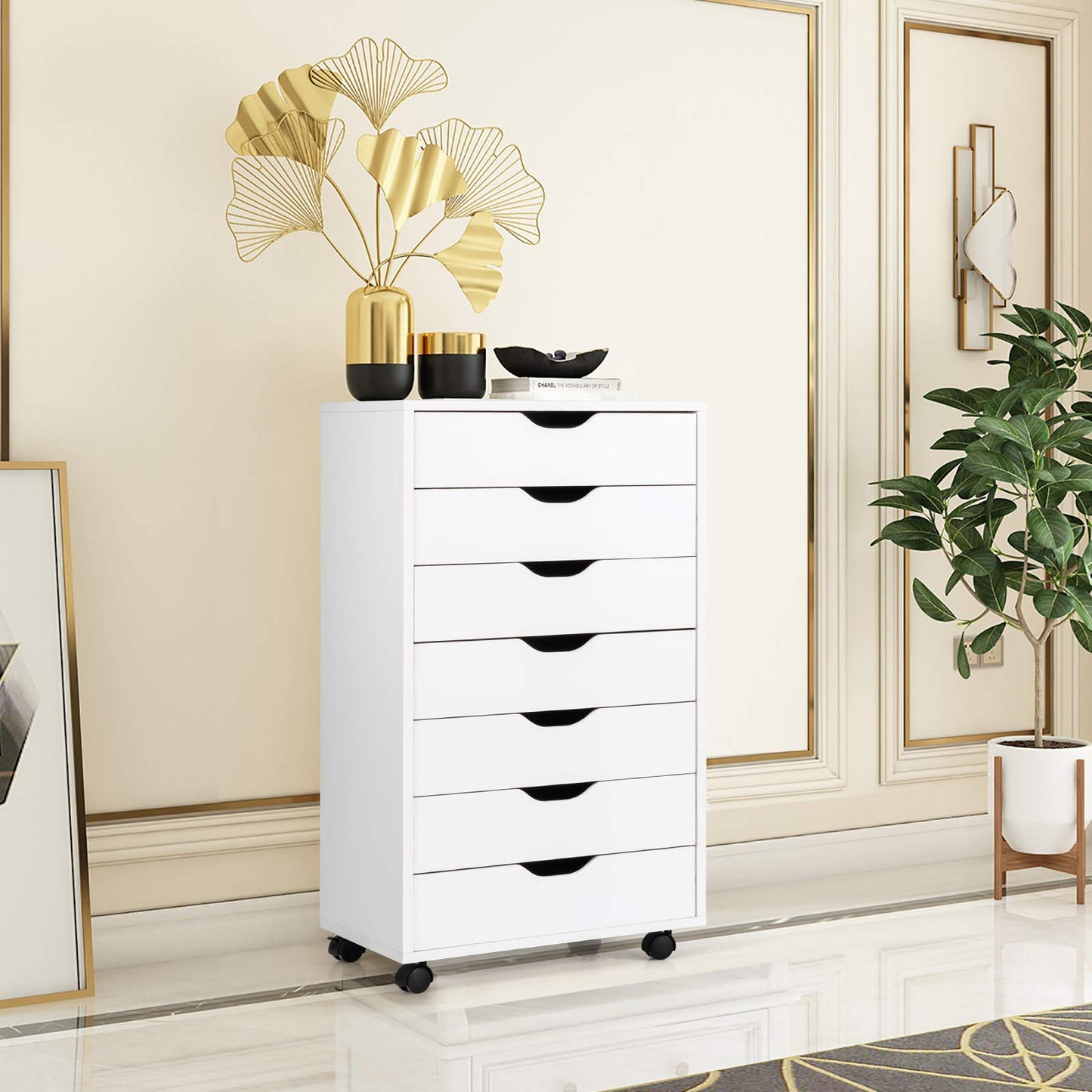 7 Drawers Lateral Stationery Storage Organiser Chest with Wheels
