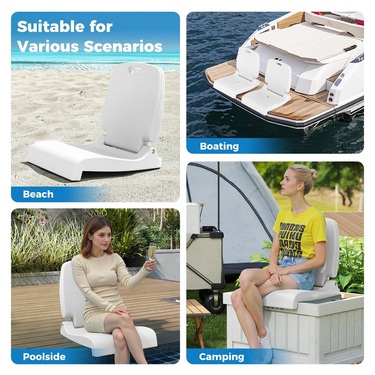 Poolside Chairs with Handle and Back Support for Edge of Pool