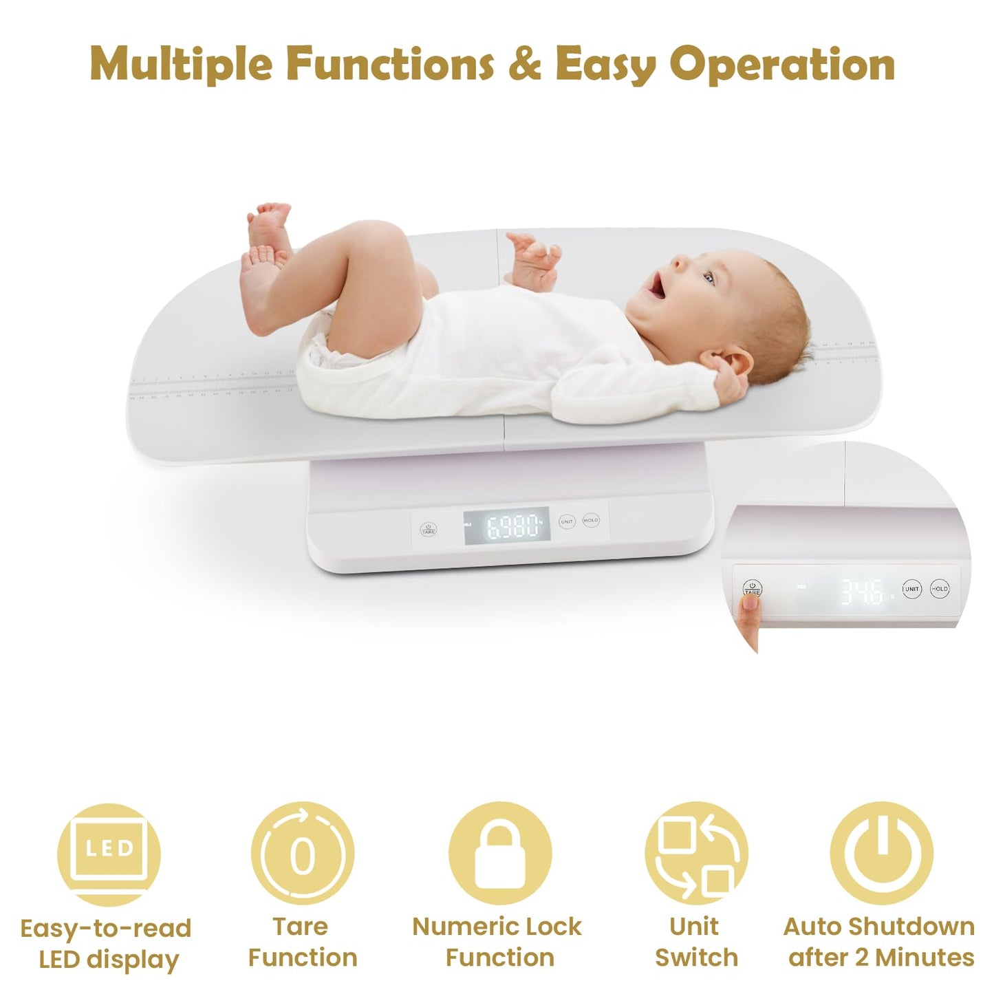 Baby Scale with Detachable Tray Infant Scale Weight Digital for Body Weight & Height Measurement