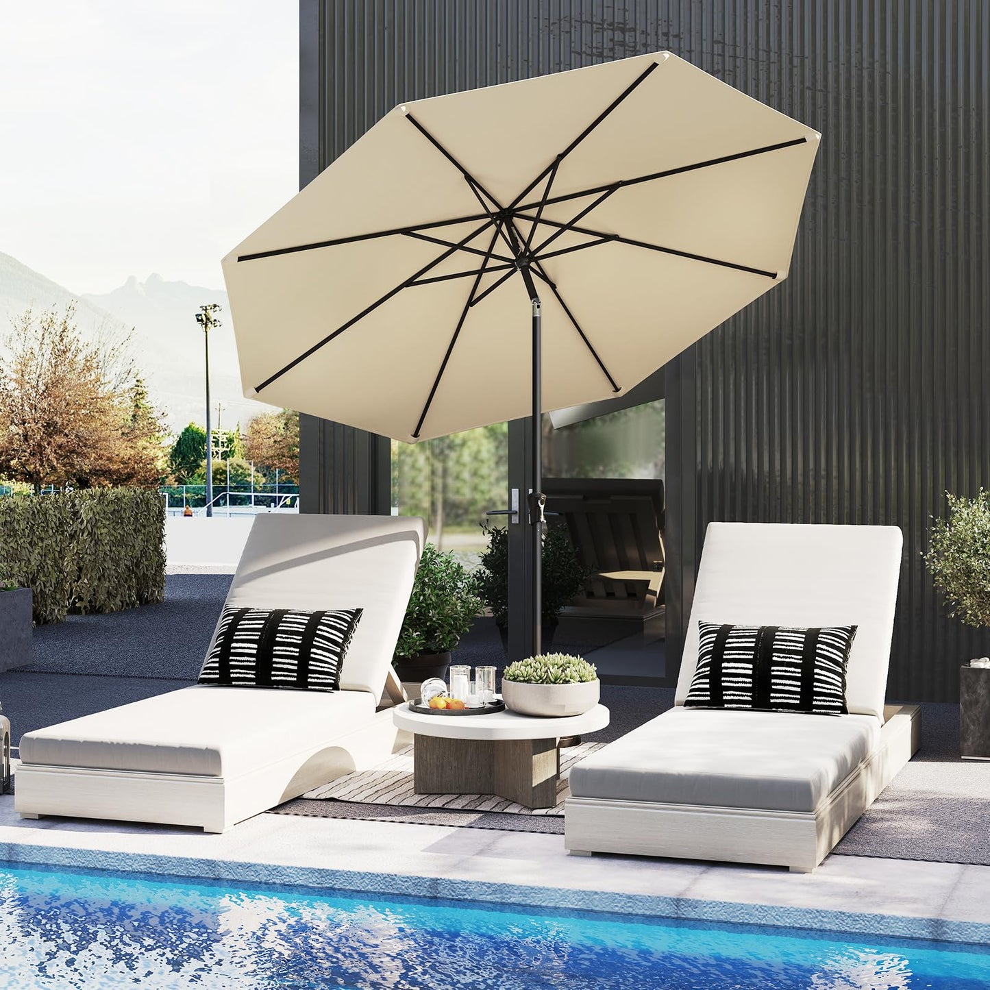 3M Waterproof Garden Parasol with Tilt & Crank Handle