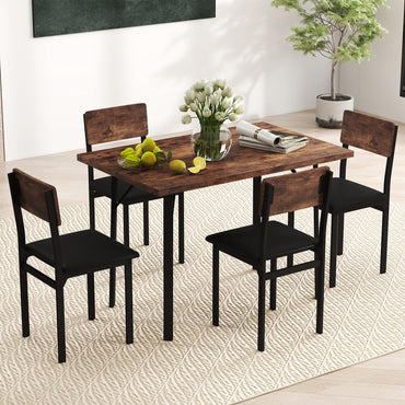 5-Piece Dining Table Set for 4 People with Metal Leg for Small Room