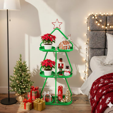Christmas Plant Stand 3-Tier Tree-Shaped Side Table