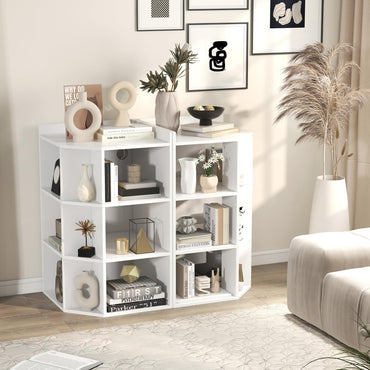 Wooden Open Bookshelf with 9 Cubbies