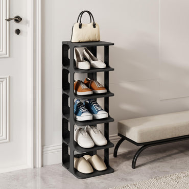 6-Tier Shoe Rack, Stackable Tall Shoe Storage Organizer Vertical Shelf