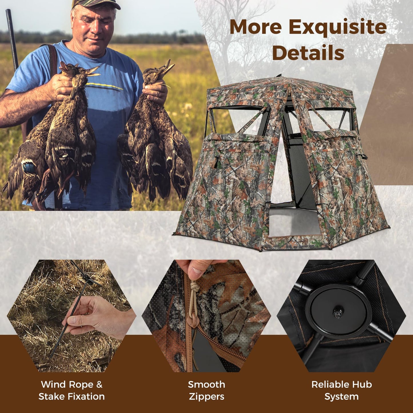 360° One Way See Through Camouflage Ground Tent with Carrying Bag