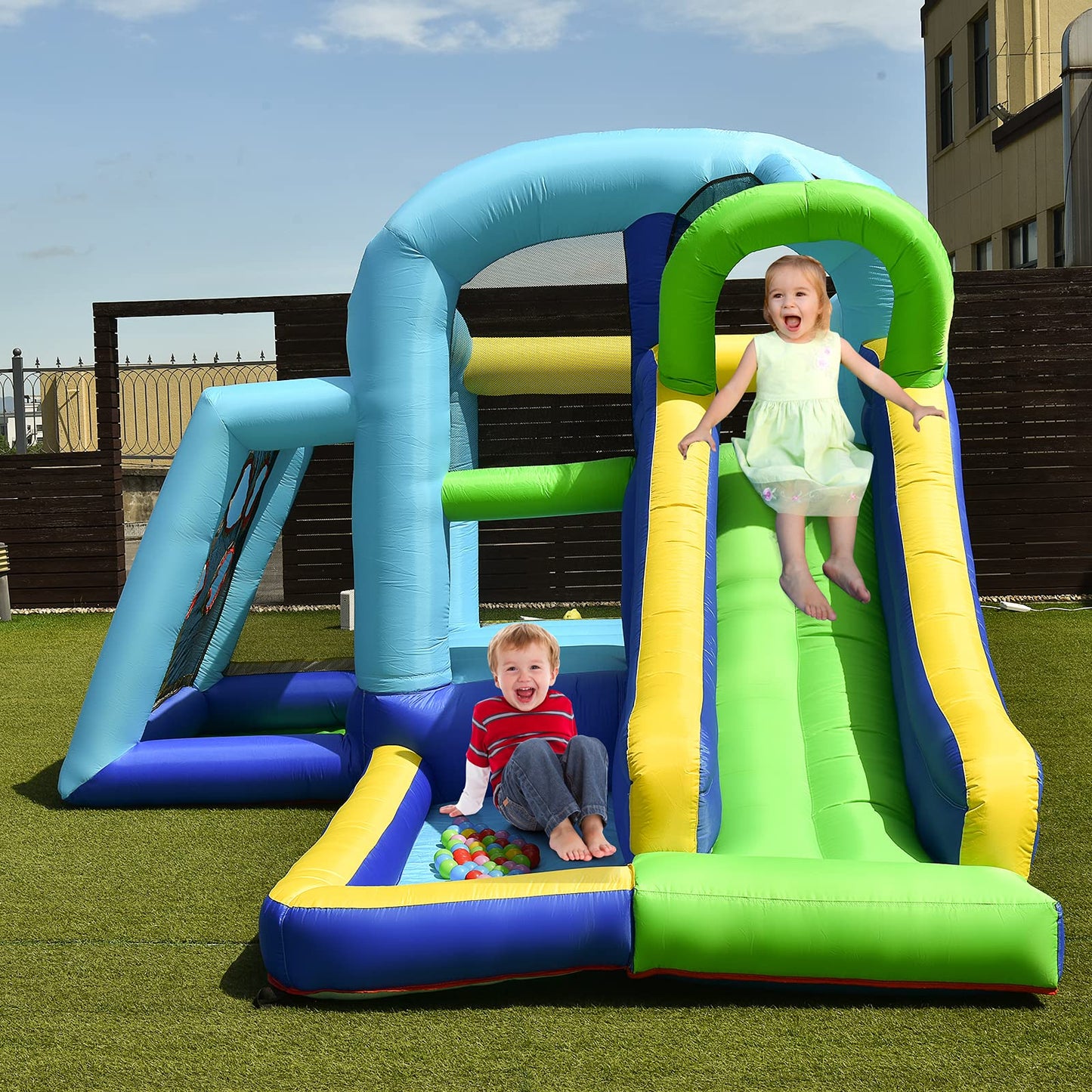 Inflatable Bouncer House with Jumping Area and Slide (without blower)