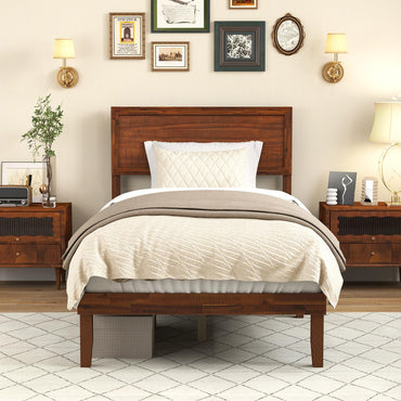 Bed Frame with Headboard and Slats Support