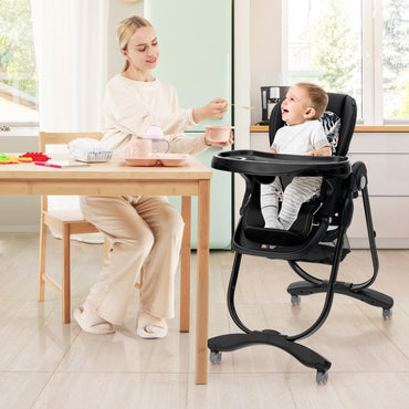 Adjustable & Folding Baby Highchair with Lockable Wheels