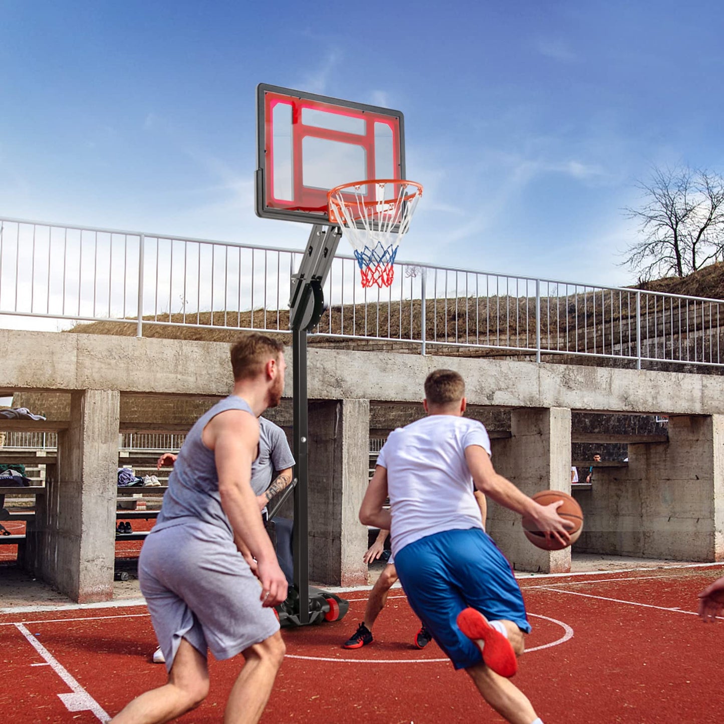 10ft Basketball Backboard Hoop Net Set with Wheels