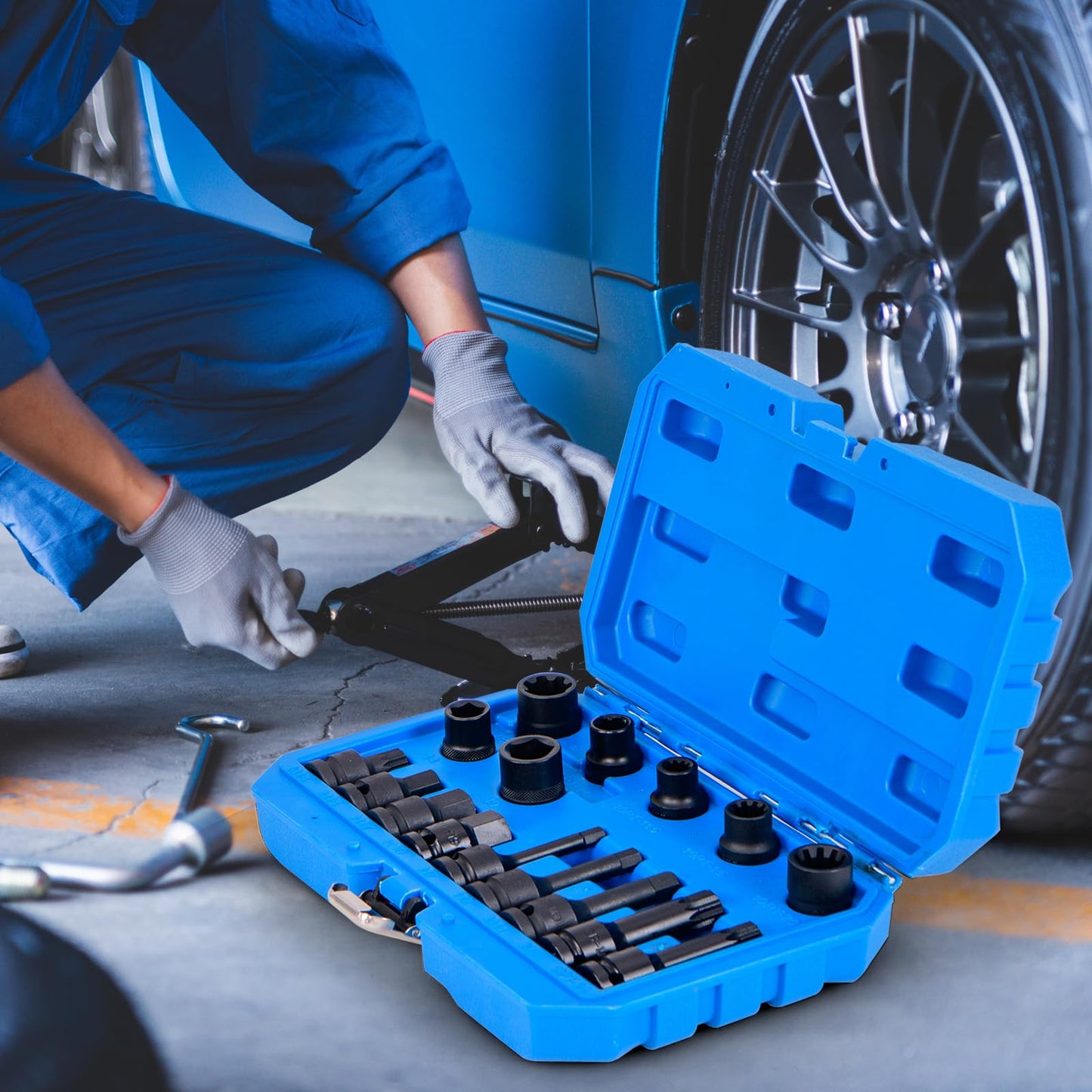 16pcs Impact Brake Caliper Socket Set with Engines and Hubs of Most Car Brands