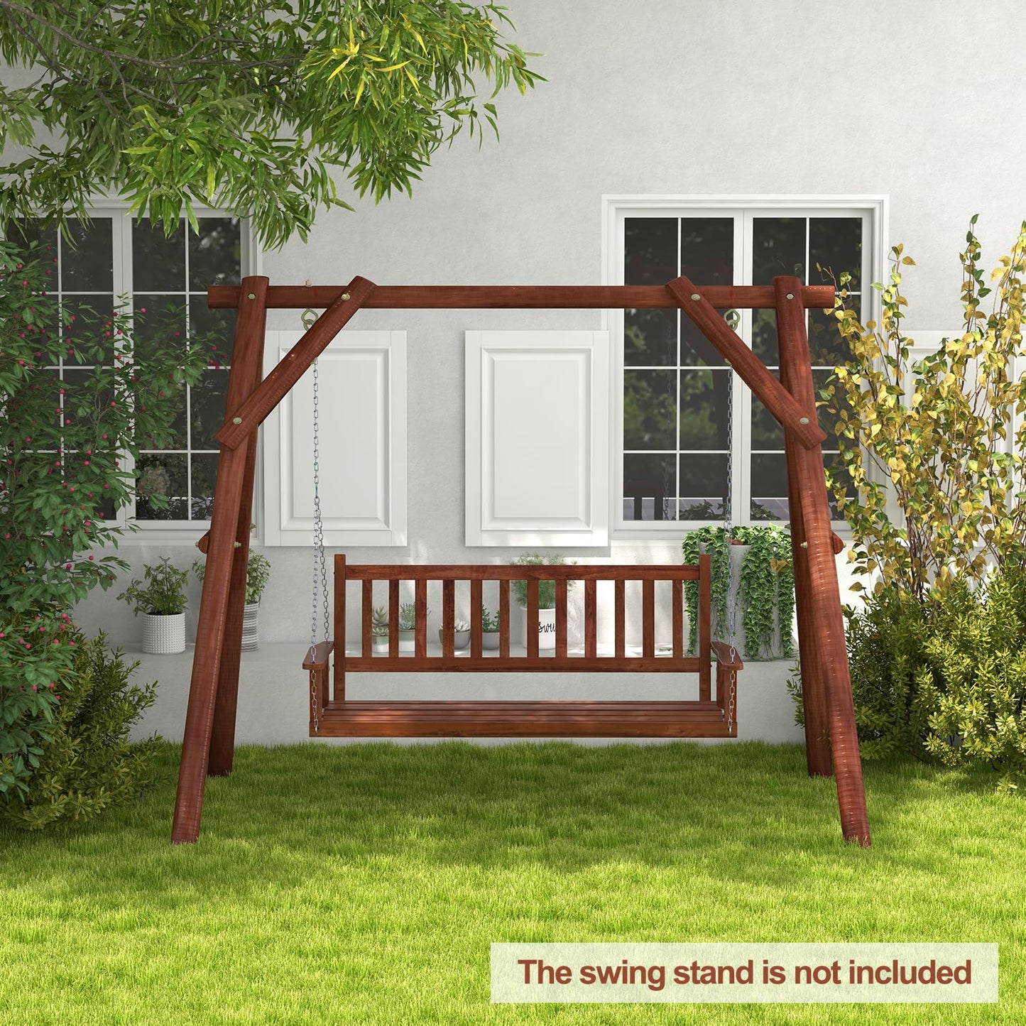 2/3 Person Wooden Outdoor Porch Swing with Adjustable Upper Chains