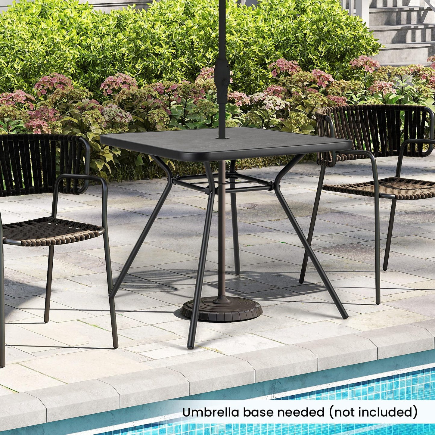 80 x 80 cm Patio Dining Table for 4 Persons with Faux Marble Top
