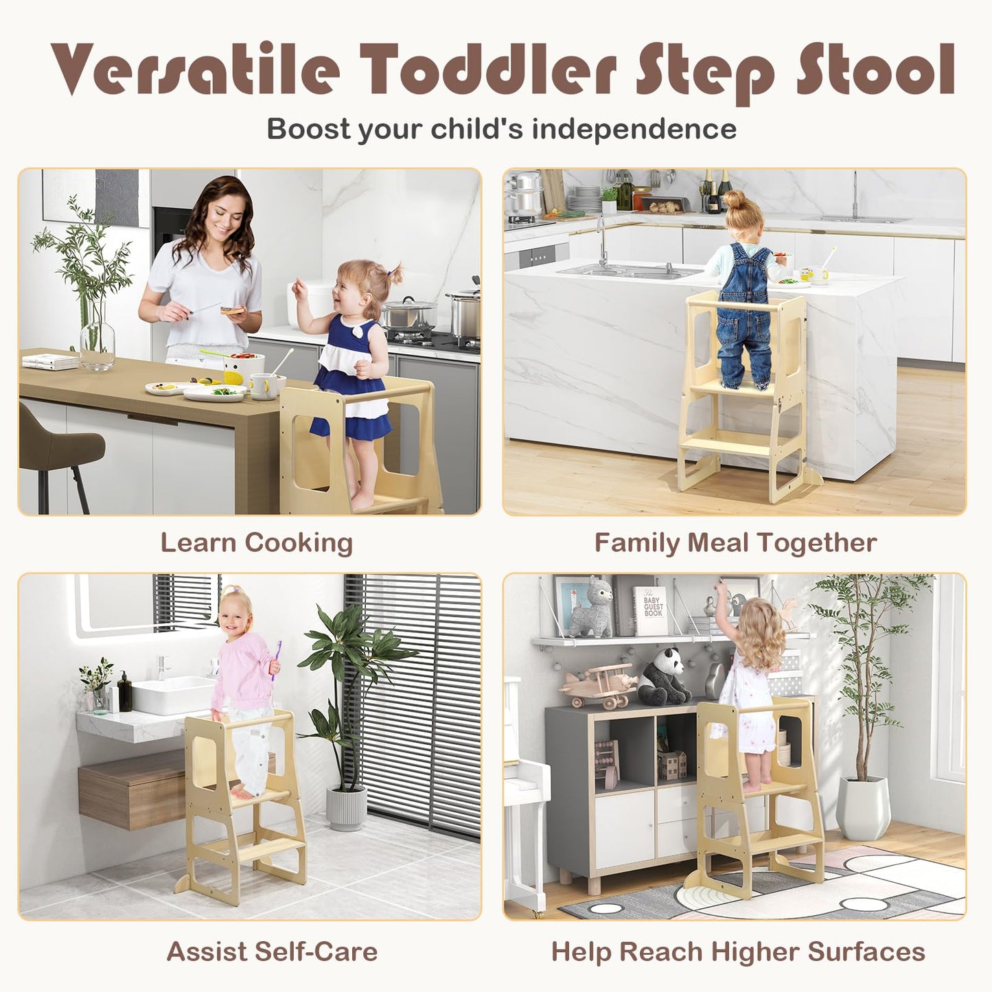 3 in 1 Toddler Kitchen Learning Tower with Chalkboard