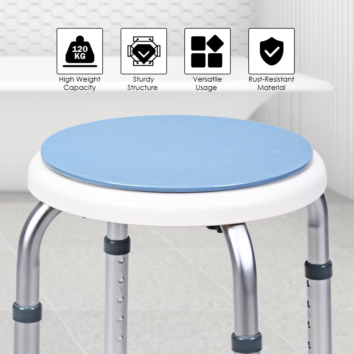 360° Rotating Round Shower Stool