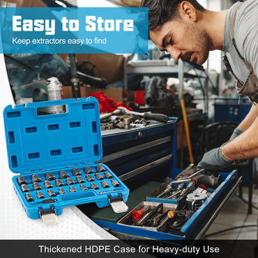 Dual Headed Easy Out Bolt Removal Kit with 3/8” Drive & Hex Head Bolt Remover