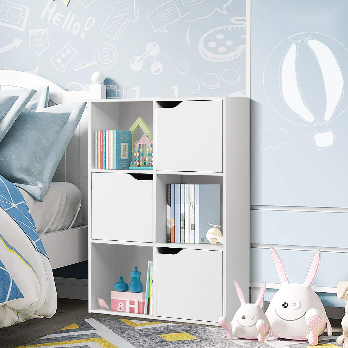 6 Cube Storage Cabinet with 3 Cupboard Doors