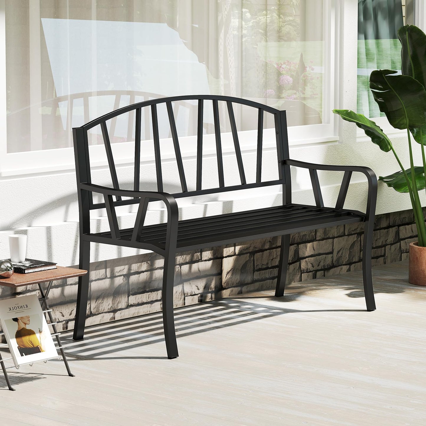 Outdoor Furniture Metal Frame Loveseat Park Bench