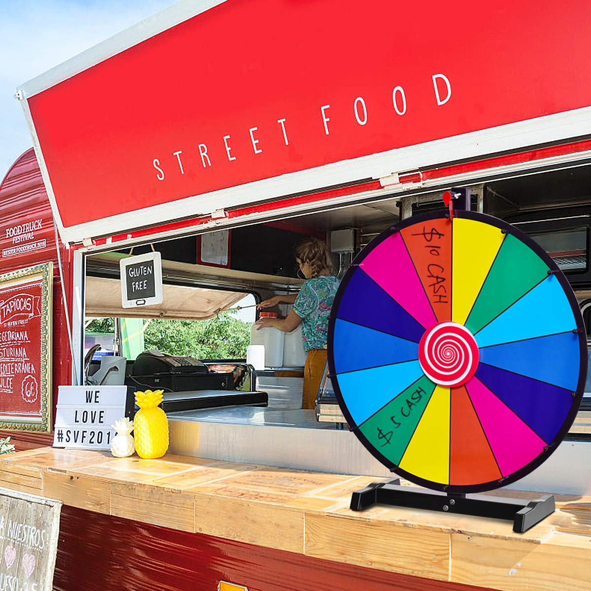 Color Prize Wheel 14 Slots Dry Eraser Trade Show Fortune