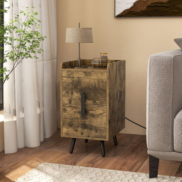 Home Bedside Sofa Side Tables with 2 Drawers and Heavy-duty Metal Legs Support