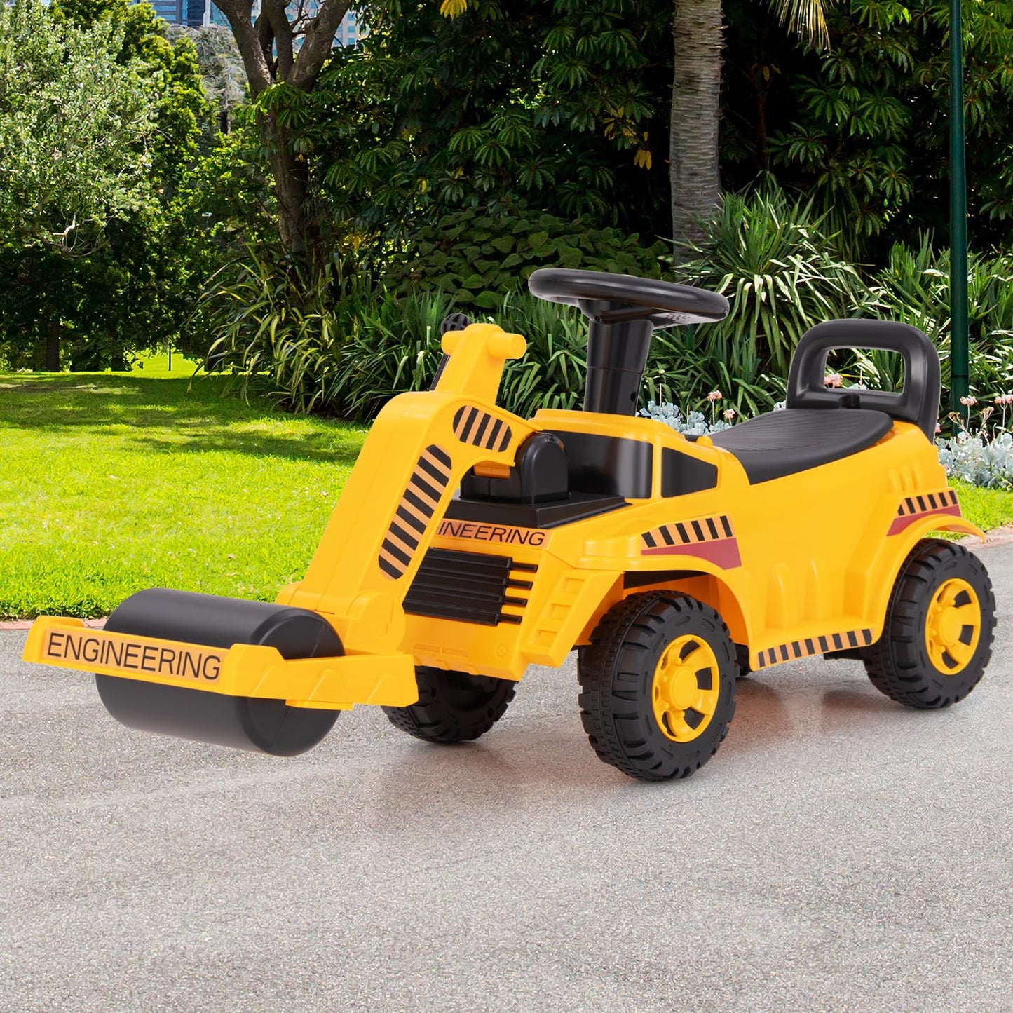 Kids Ride on Road Roller with Adjustable Roller and Anti