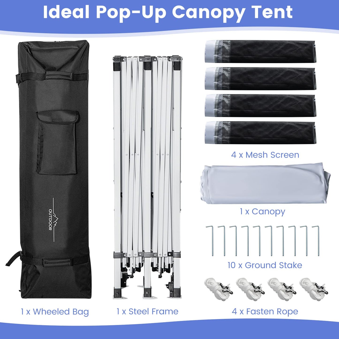3m x 6m Pop Up Gazebo UV Screen House Party Tent with Removable Sidewalls