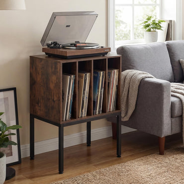 Record Player Stand, Turntable Stand End Sofa Side Table with 4 Vinyl Display Shelves