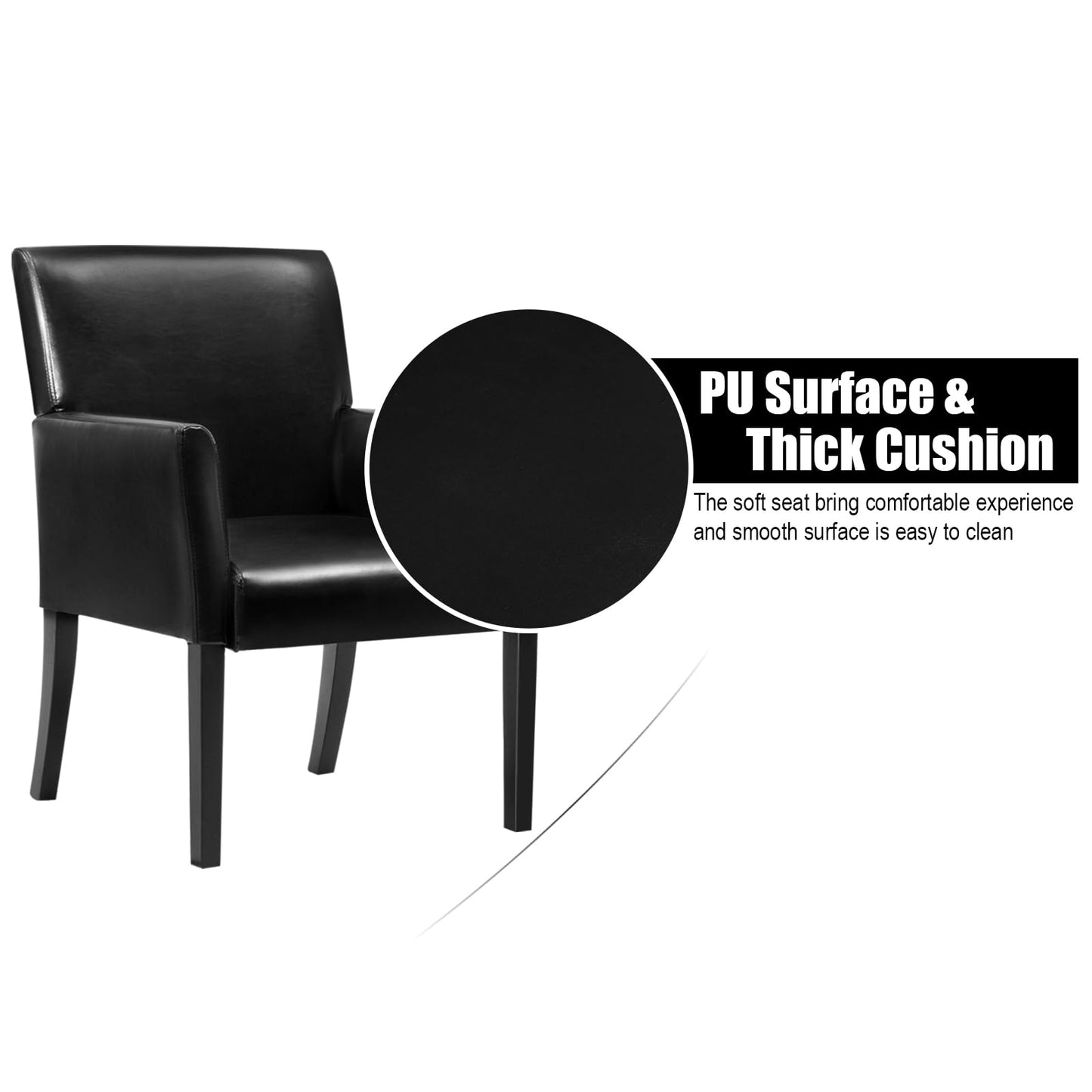 Guest Chair with Wood Frame, Wide Backrest and Ergonomic Armrests