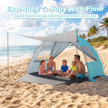 Beach Tent Sun Shelter with Canopy Carry Bag for 5-6 Person