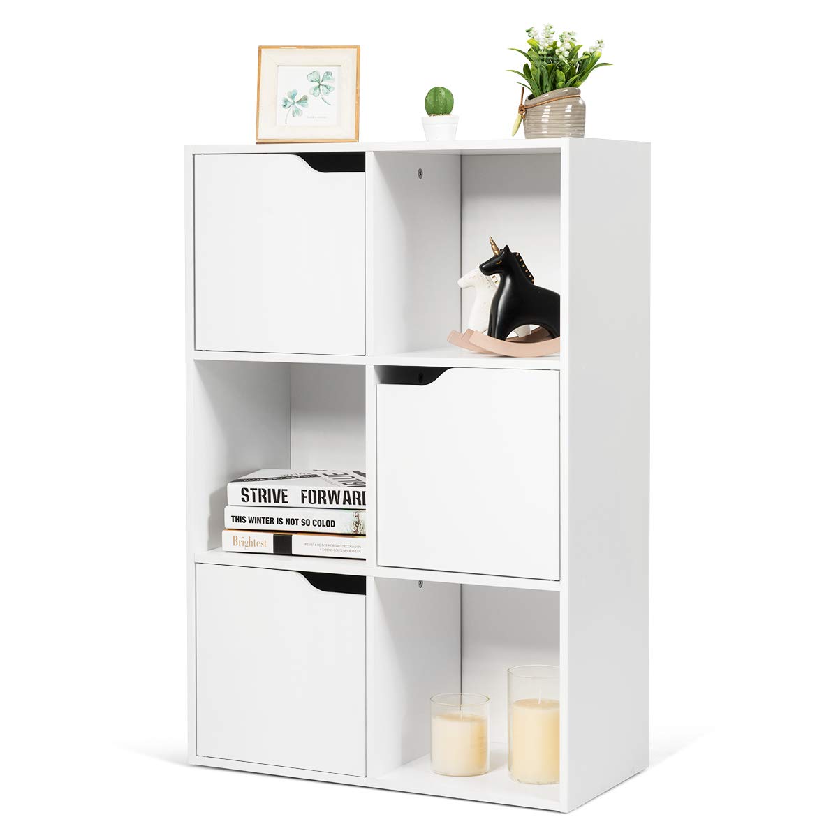 6 Cube Storage Cabinet with 3 Cupboard Doors