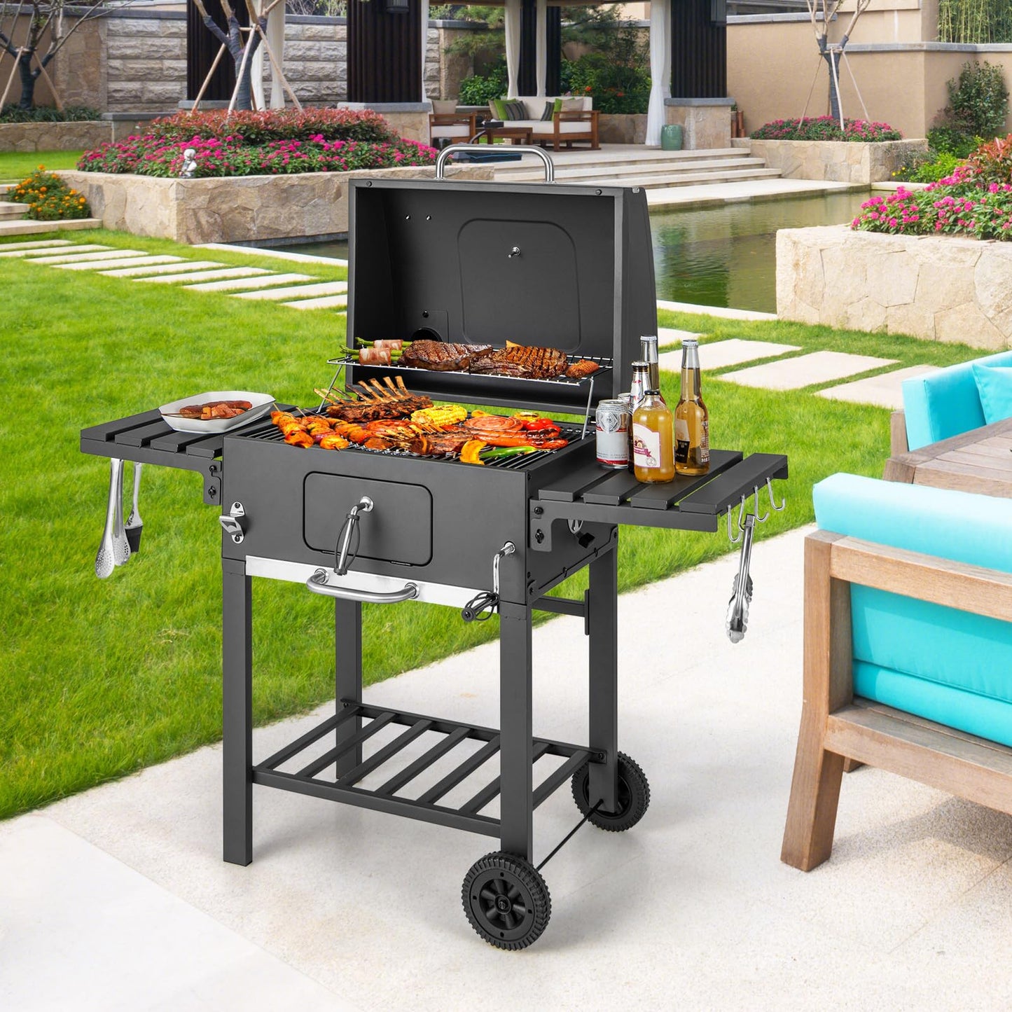 Portable Smoker Barbecue Griller with Hooks