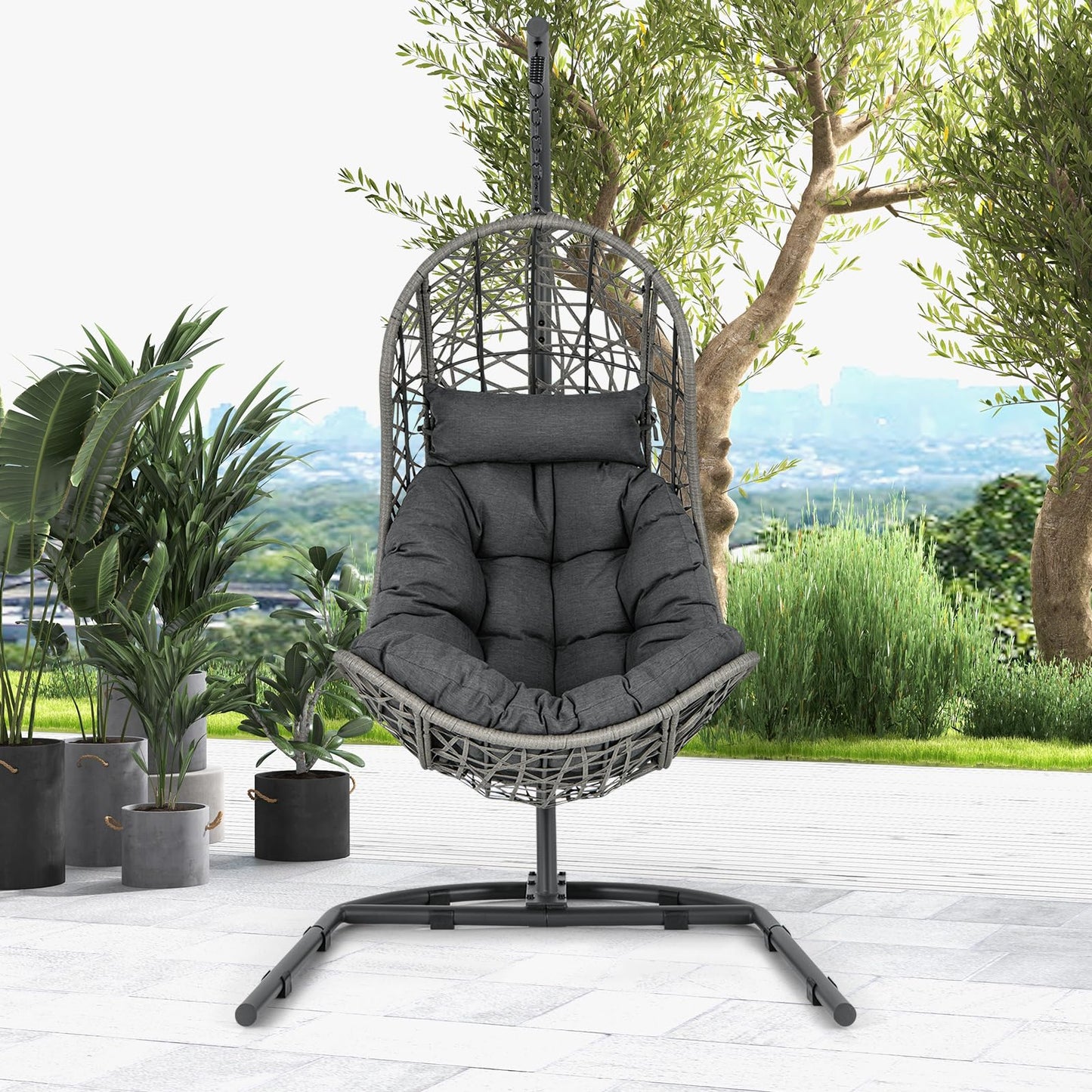 Swing Egg Chair with Stand for Garden Patio Yard Living Room